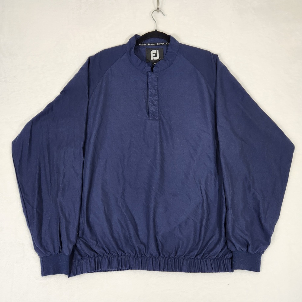 FootJoy Mens Navy Blue Golf Windshirt Windbreaker Pullover Snap Neck Large